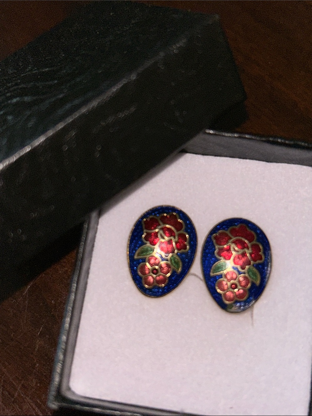 Floral Blue Clossoine Enamel Earrings